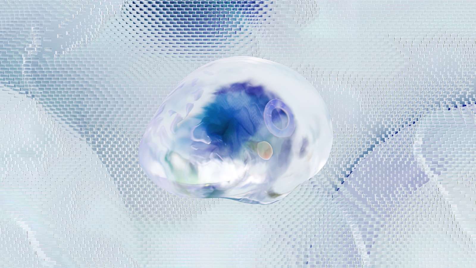 a blue and white spherical object