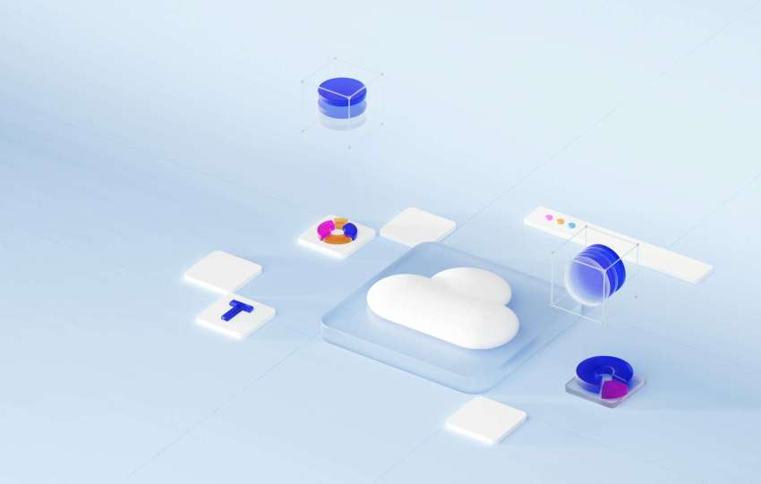 a computer screen with a cloud shaped object on top of it